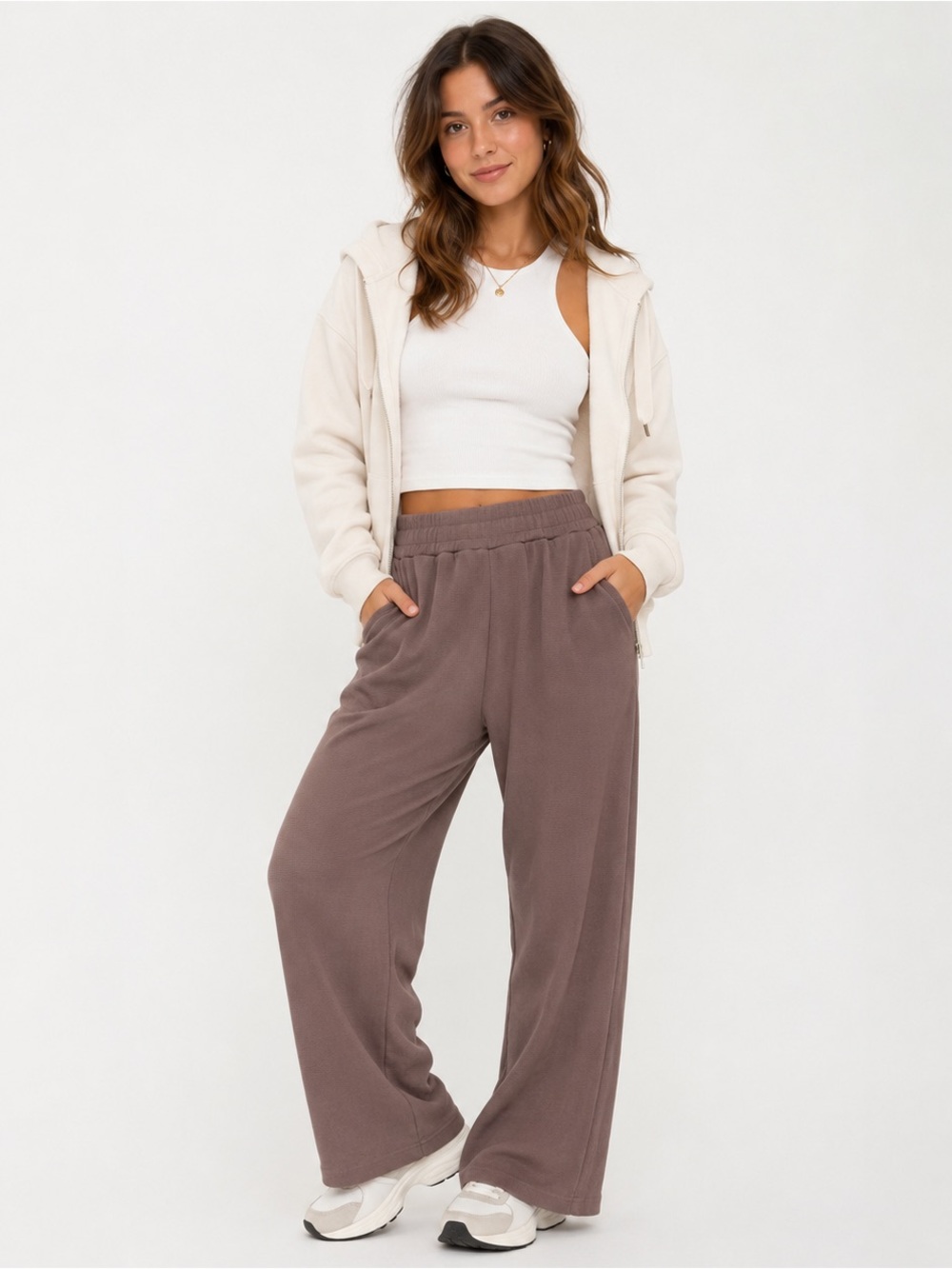 Talentless Waffle Knit Lounge Pants Taupe